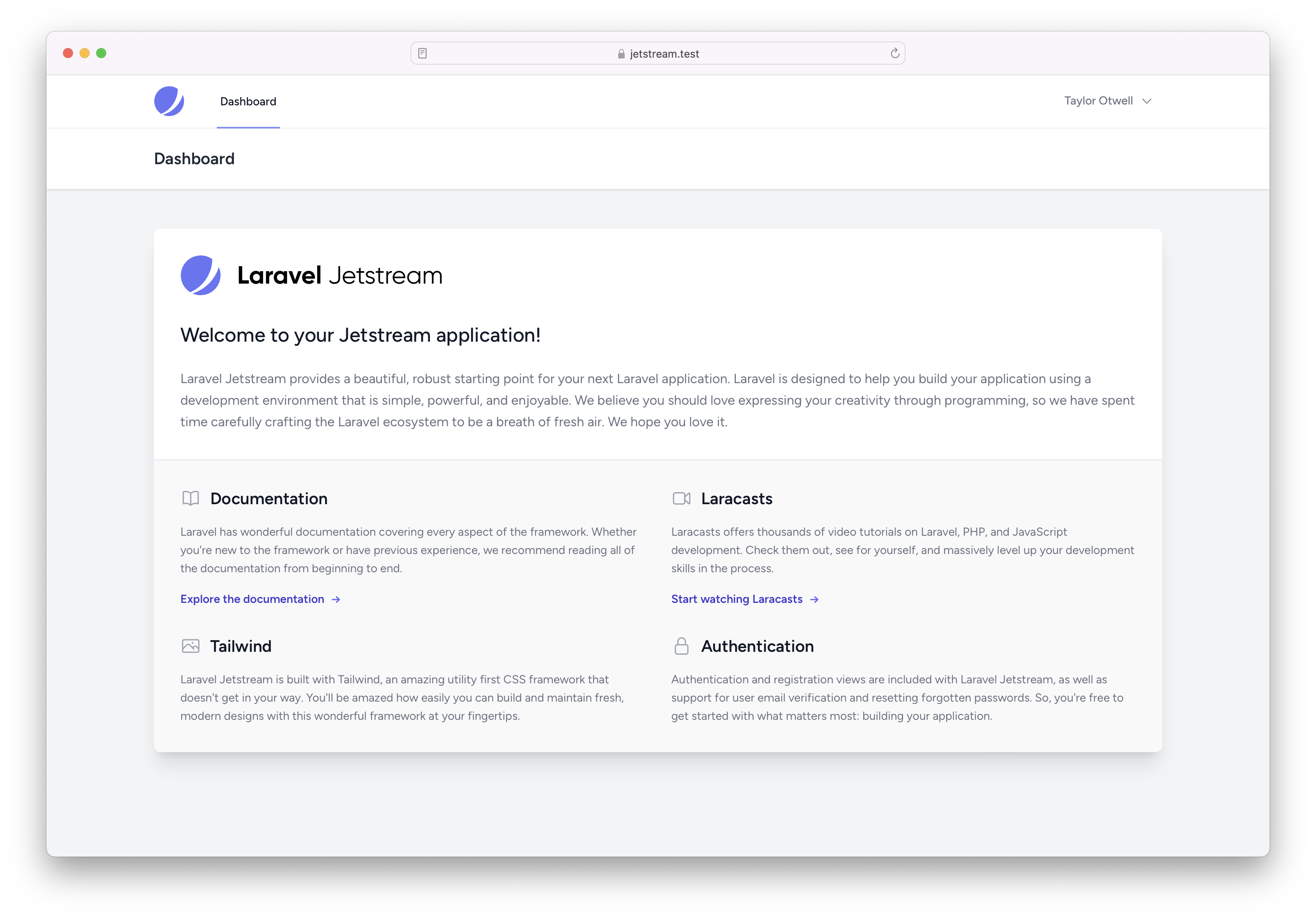 Screenshot of Laravel Jetstream